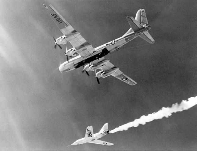 Space History Photo: X-2 After Drop from B-50 Mothership